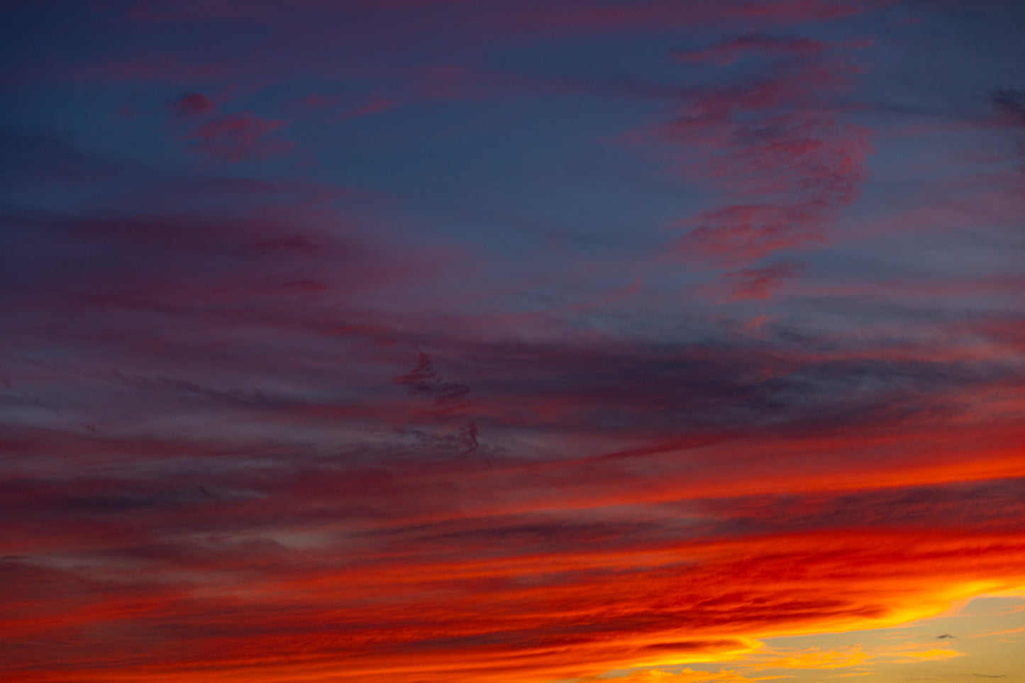 Layered clouds in shades of purple and blue at twilight over Sunset Hills Pennsylvania