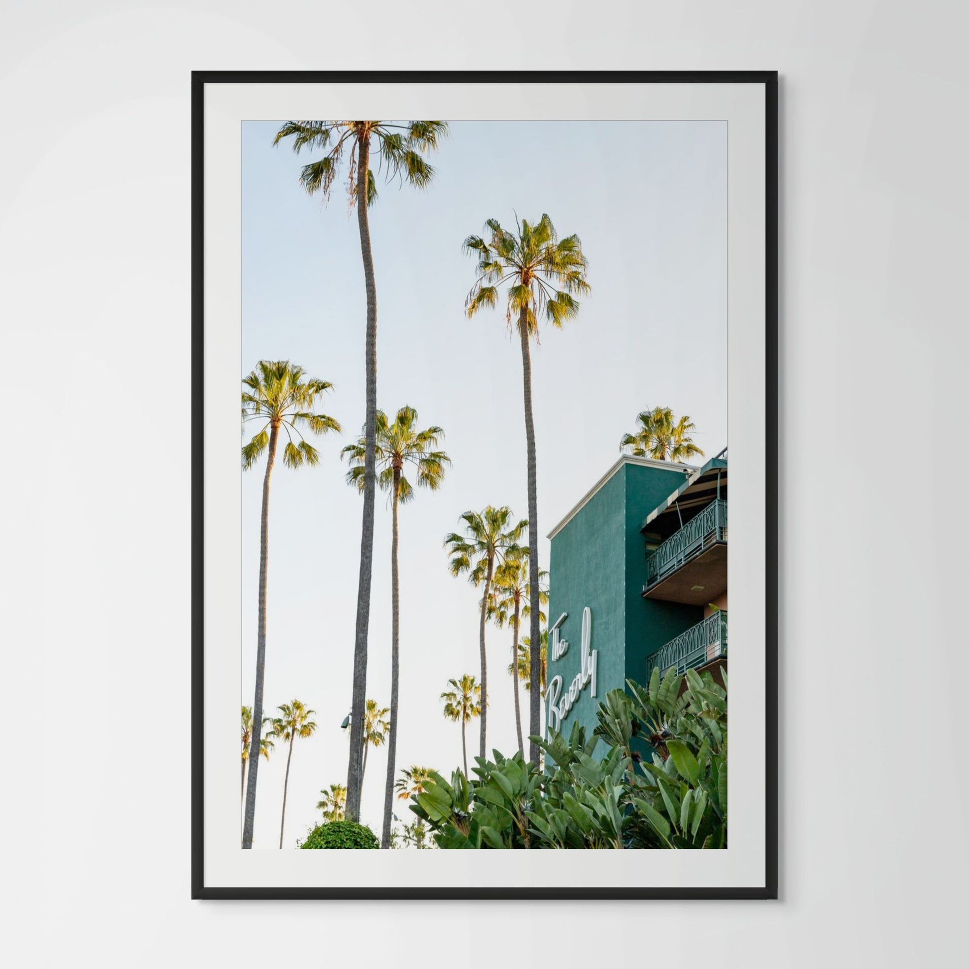 Beverly Hills Hotel framed photography print in black wood frame with white mat