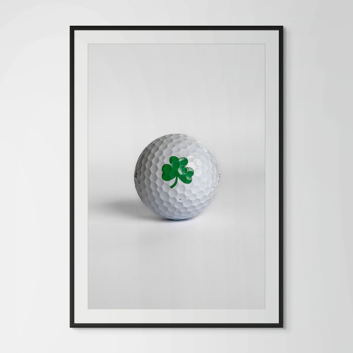 Titleist Pro V1 shamrock clover golf ball framed photography print in black wood frame