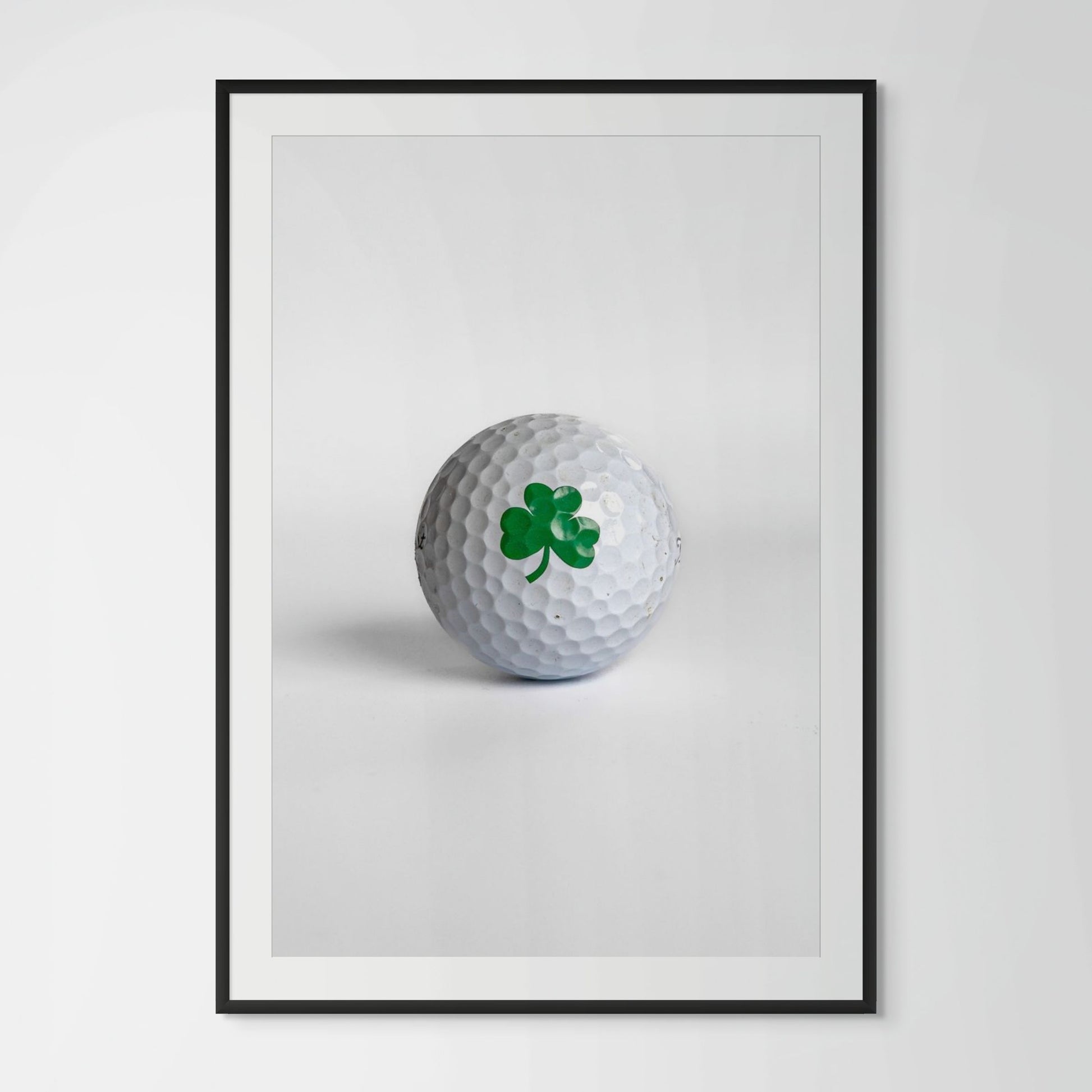 Titleist Pro V1 shamrock clover golf ball framed photography print in black wood frame