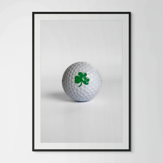 Titleist Pro V1 shamrock clover golf ball framed photography print in black wood frame