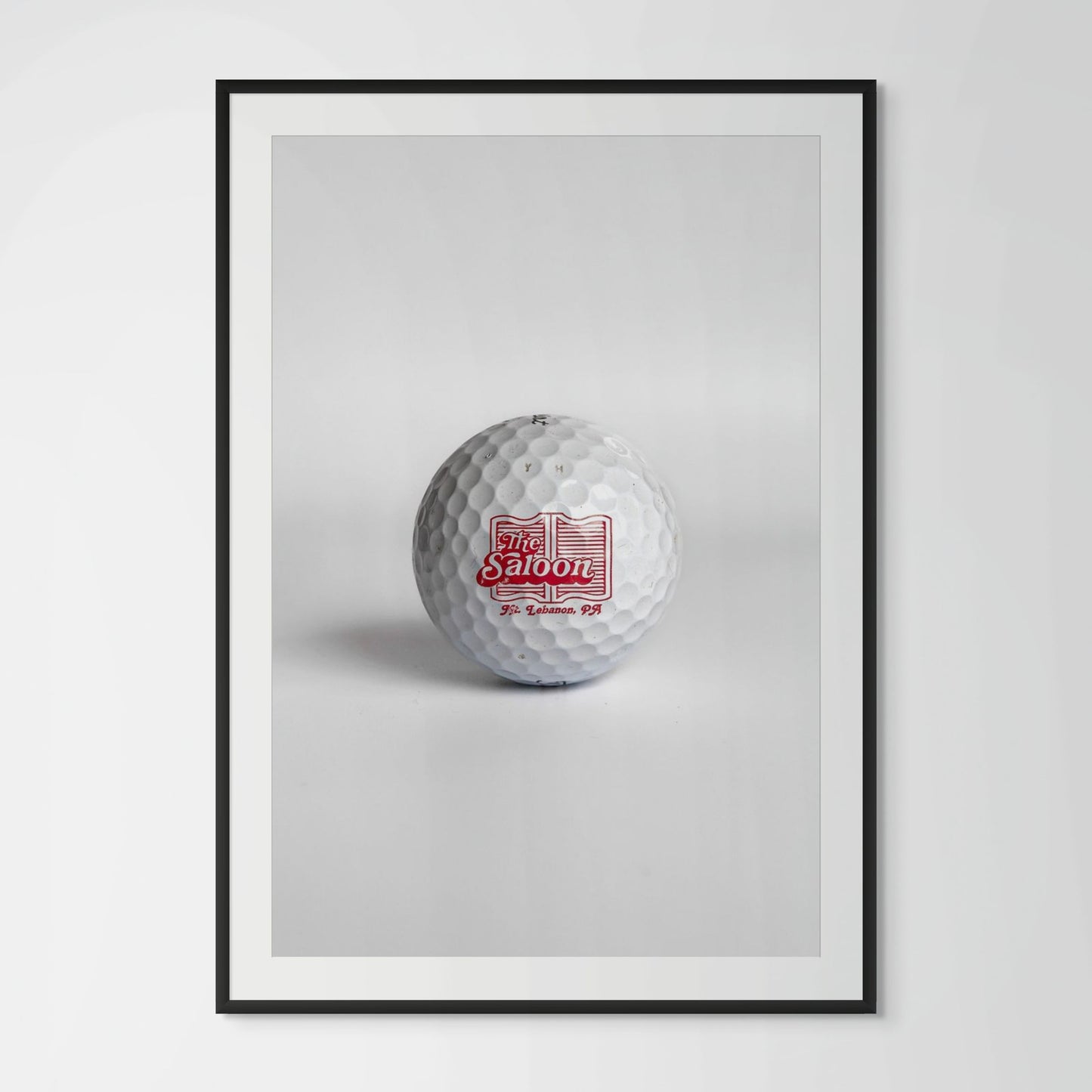 Titleist Pro V1 The Saloon Mt. Lebanon PA golf ball framed photography print in black wood frame
