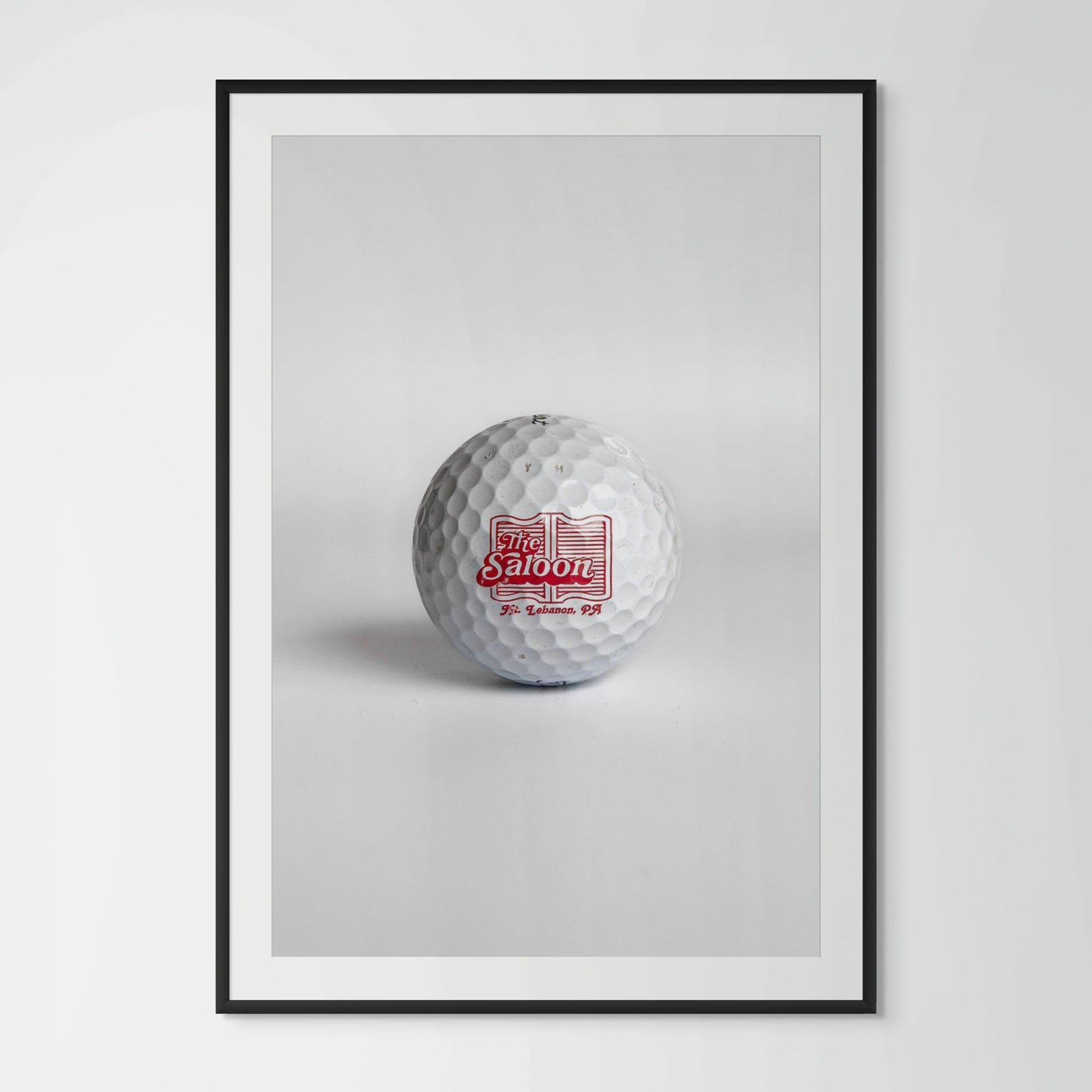Titleist Pro V1 The Saloon Mt. Lebanon PA golf ball framed photography print in black wood frame