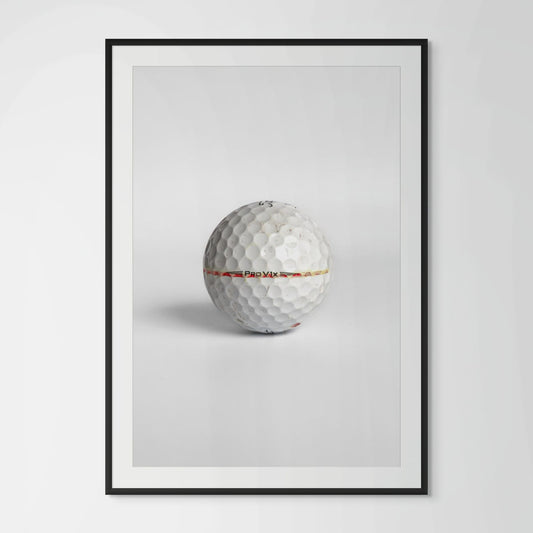 Titleist Pro V1x faded red stripe golf ball framed photography print in black wood frame