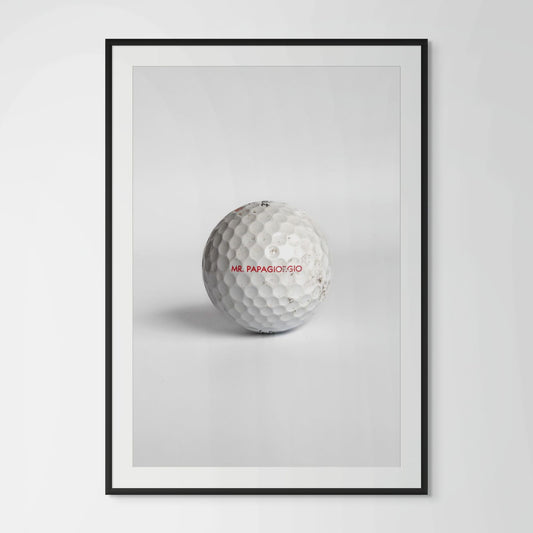 Titleist Pro V1x Mr. Papagiorgio custom golf ball framed photography print in black wood frame