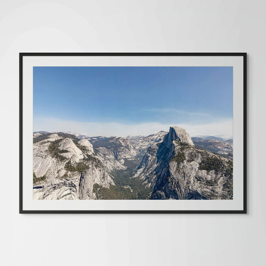 Yosemite Glacier Point framed photography print in black wood frame with white mat